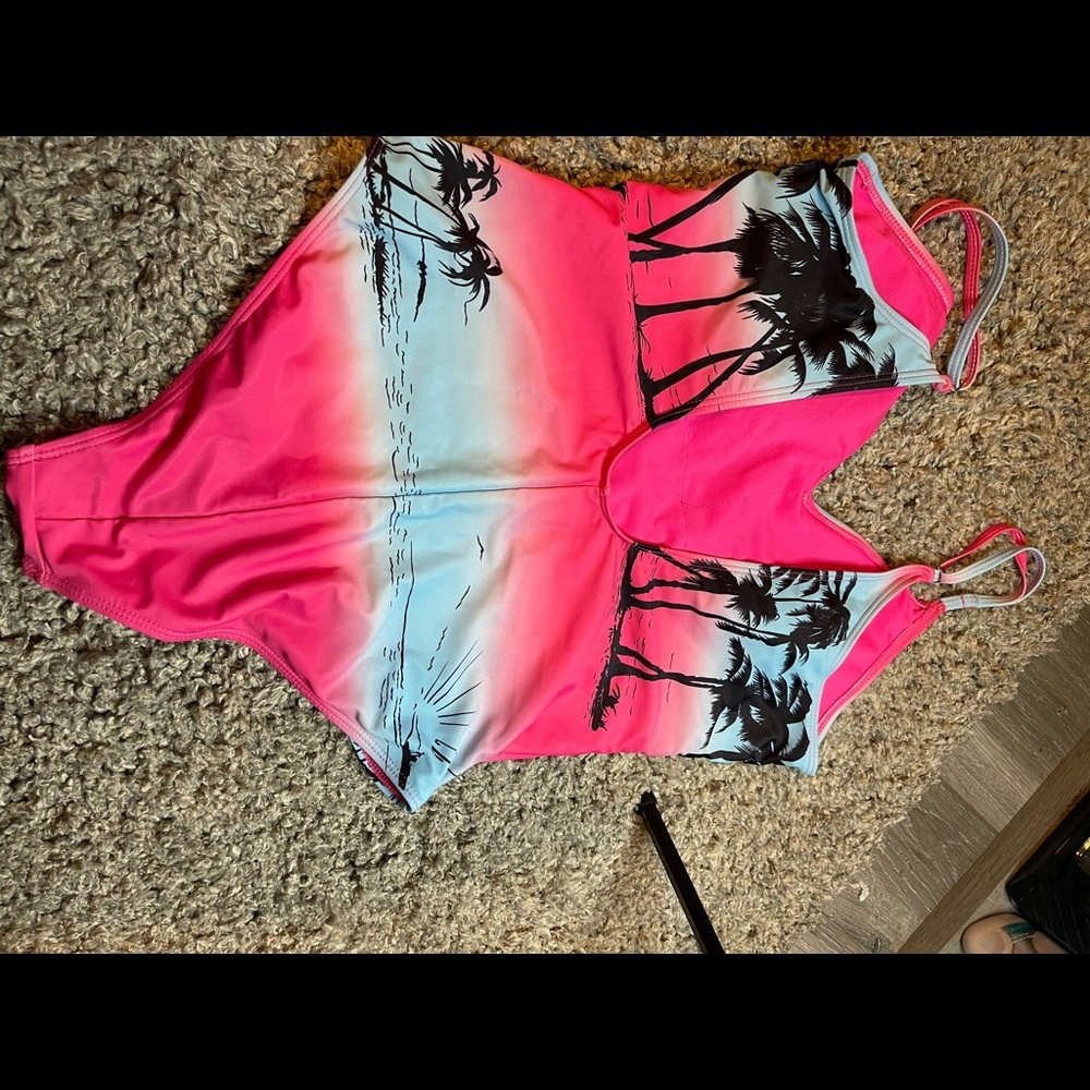 Pink and blue one piece bathing suit size XXL - Picture 2 of 4